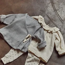Poudre Organic Cardigans | CACHE COEUR CROCUS CÔTELÉ Gris Clair Chiné GrisClairChiné