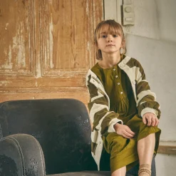 Poudre Organic Cardigans | CARDIGAN BRUNELLE ÉPONGE Rayures Fir Green RayuresFirGreen