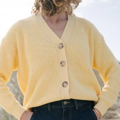 Poudre Organic Cardigans | CARDIGAN MATÉ ADULTE Jaune Pastel JaunePastel