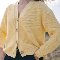 Poudre Organic Cardigans | CARDIGAN MATÉ ADULTE Jaune Pastel JaunePastel