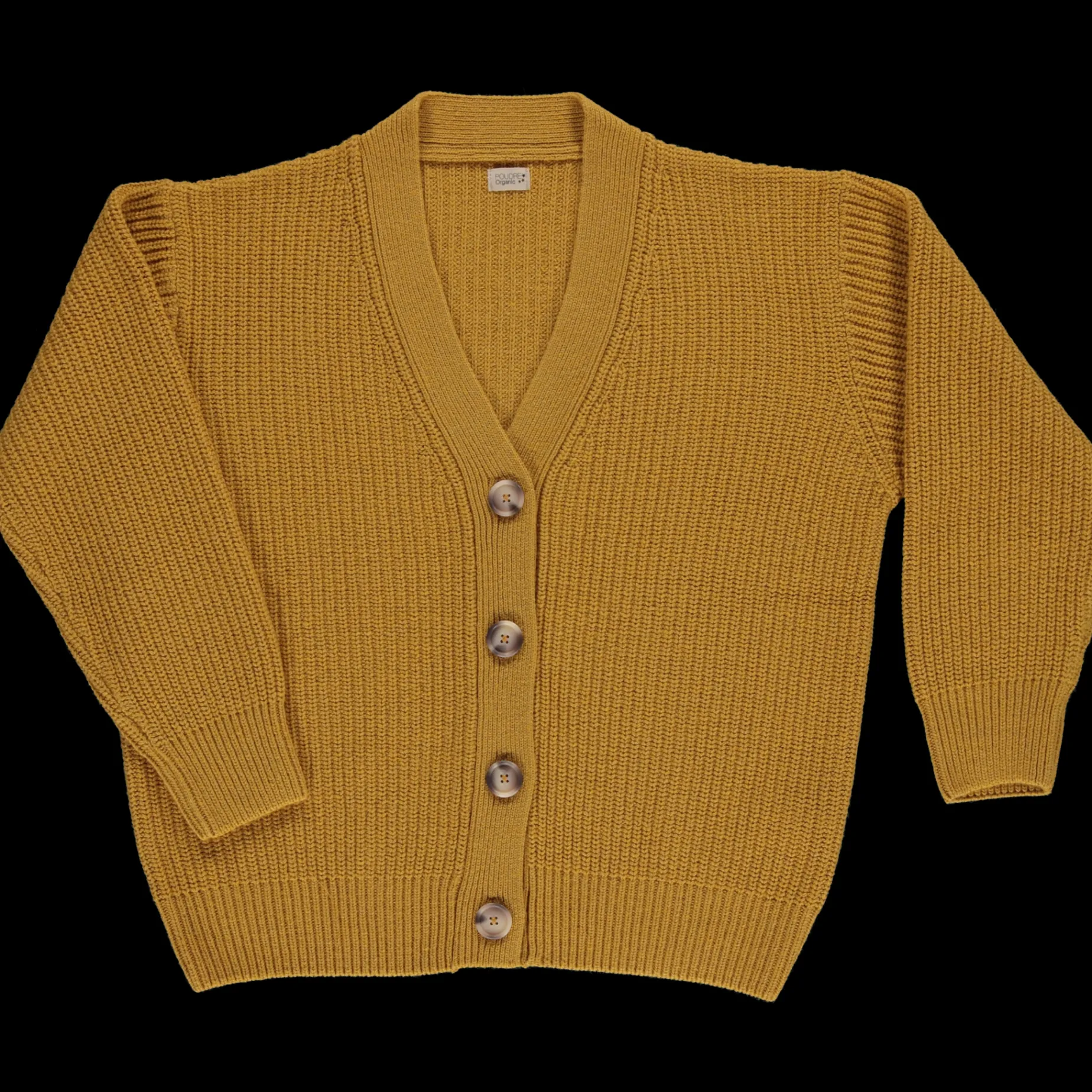 Poudre Organic Cardigans | CARDIGAN MATÉ LAINE ADULTE Moutarde