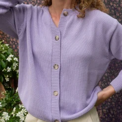 Poudre Organic Cardigans | CARDIGAN PÉTALE ADULTE Lavender