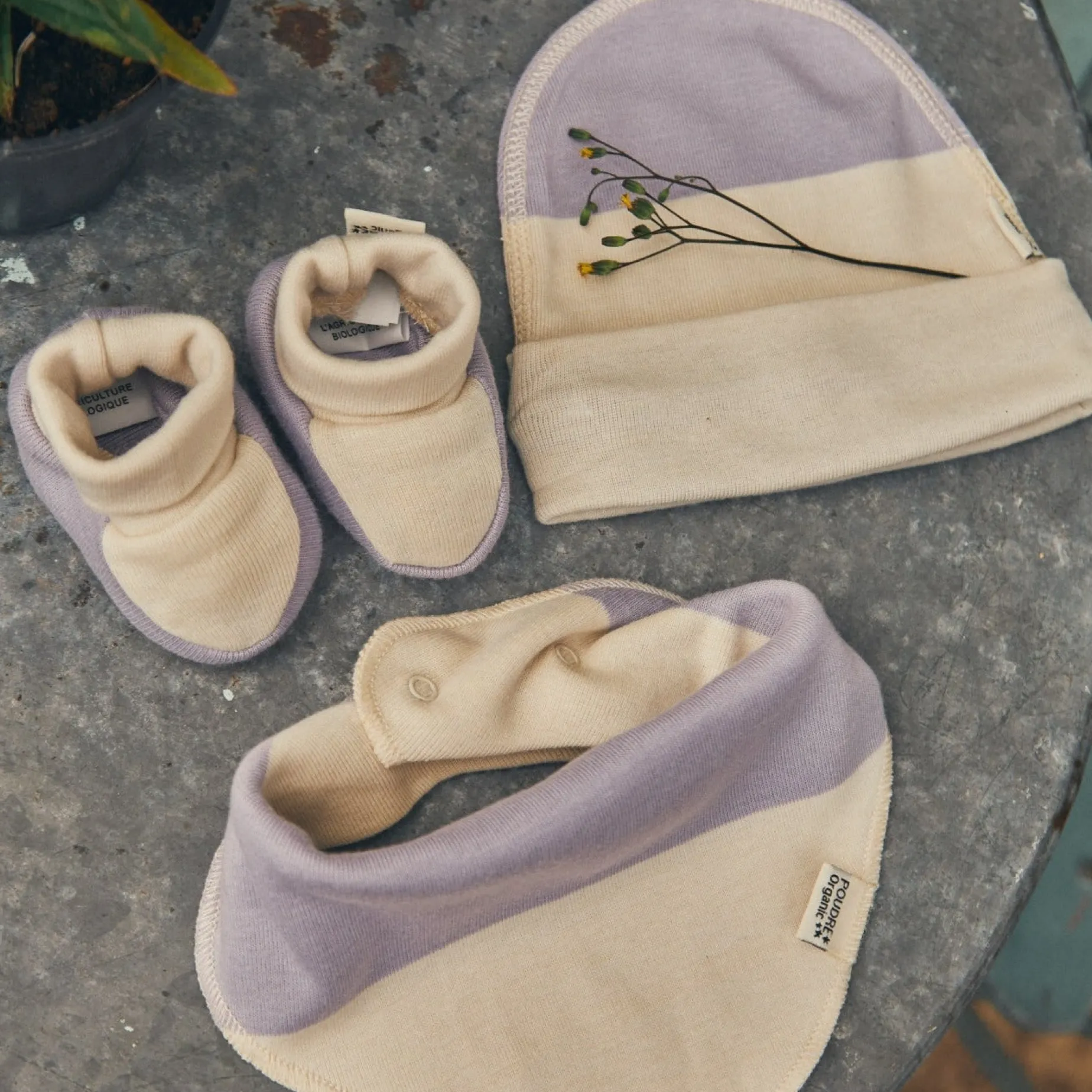 Poudre Organic Chaussons | CHAUSSONS WAKAME Rayures Lavender RayuresLavender