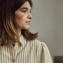 Poudre Organic Blouses & Chemises | Duos Kids/adultes | CHEMISE AULNE Rayures Green Moss RayuresGreenMoss