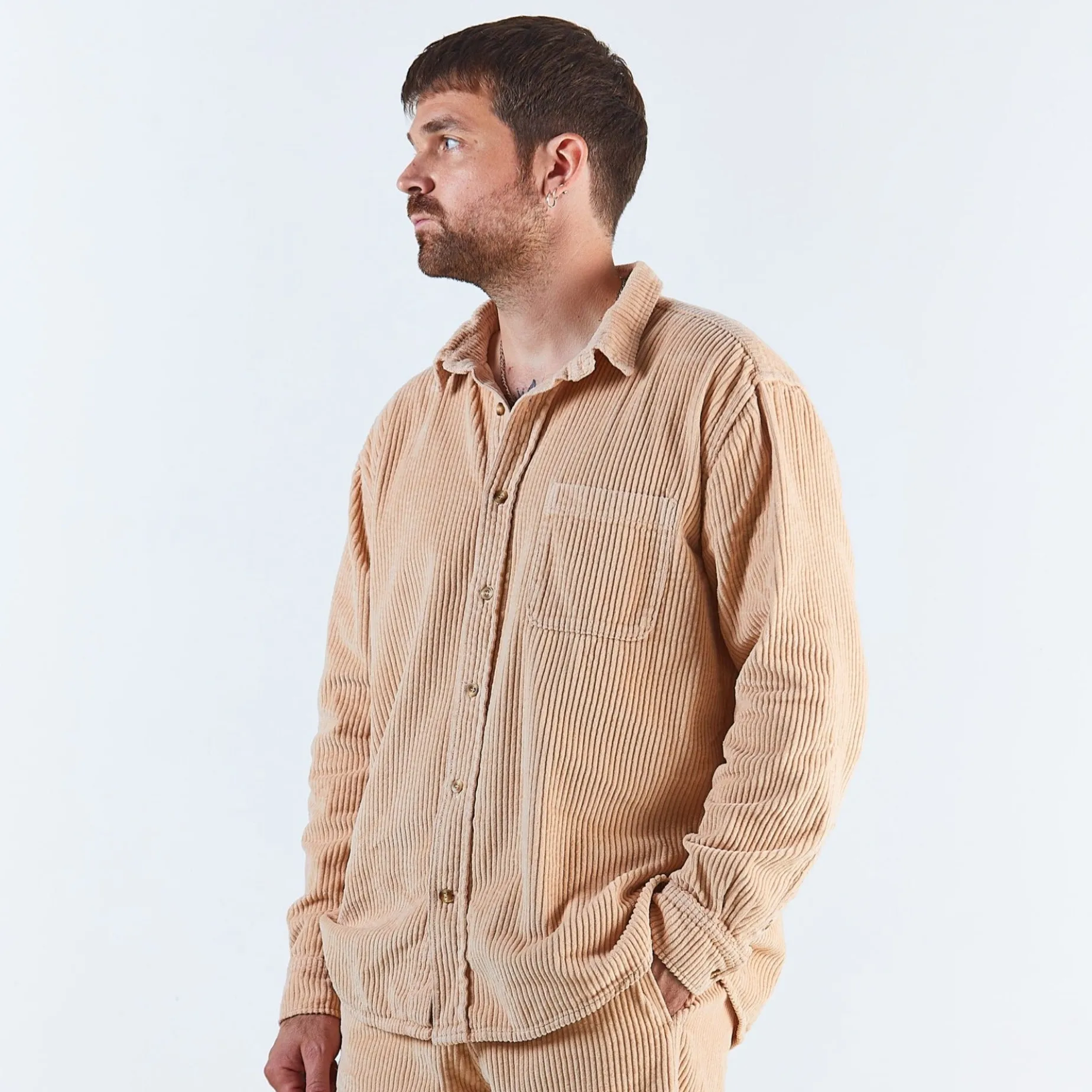 Poudre Organic Chemises & Surchemises | CHEMISE LENHADOR VELOURS CÔTELÉ Toasted Almond ToastedAlmond
