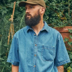 Poudre Organic Chemises & Surchemises | CHEMISE SPIREE MANCHES COURTES Denim Blue Denim-Blue