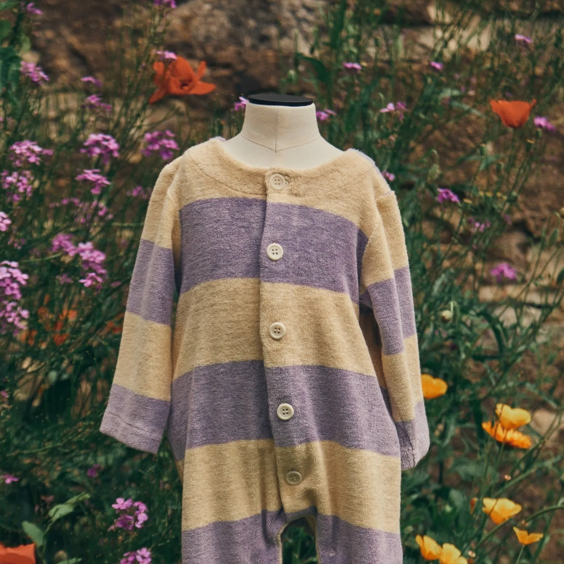 Poudre Organic Combinaisons & Salopettes | Pyjamas | COMBI-PYJ MELEZE ÉPONGE Rayures Lavender RayuresLavender