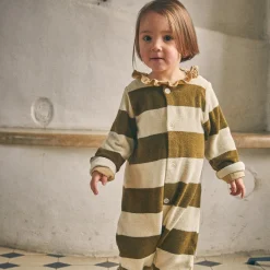 Poudre Organic Combinaisons & Salopettes | Pyjamas | COMBI-PYJ MELEZE ÉPONGE Rayures Fir Green RayuresFirGreen