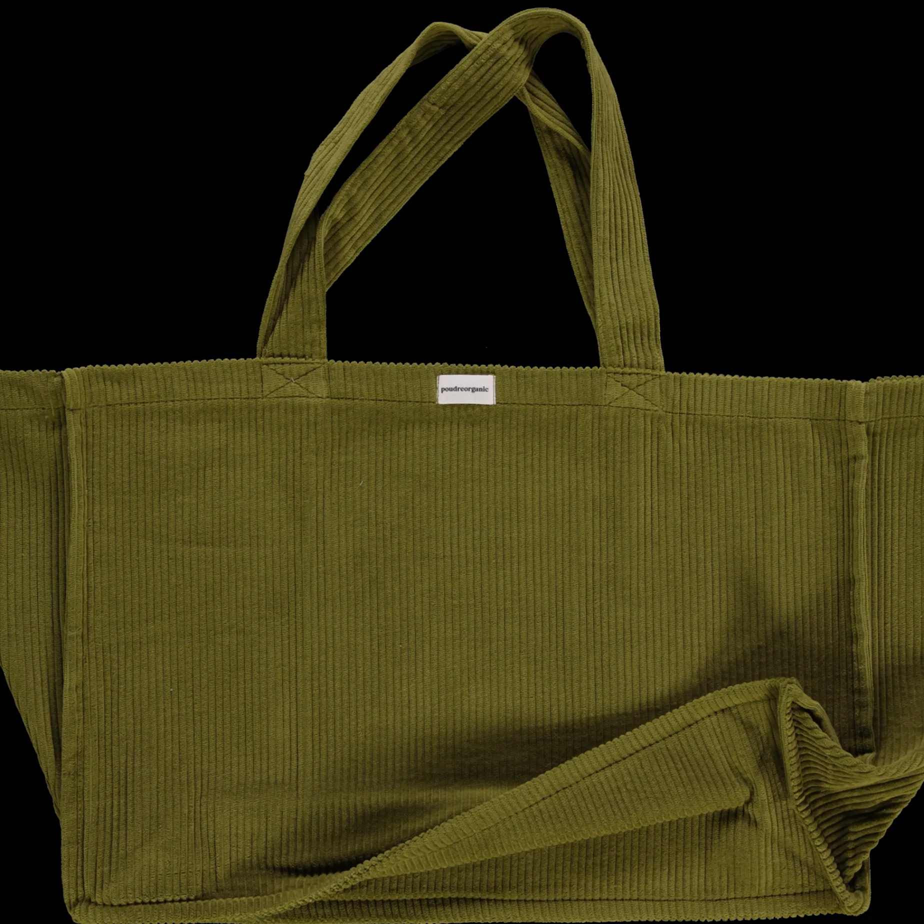 Poudre Organic Sacs | Sacs | GRAND CABAS VIGNE VELOURS CÔTELÉ Green Moss GreenMoss