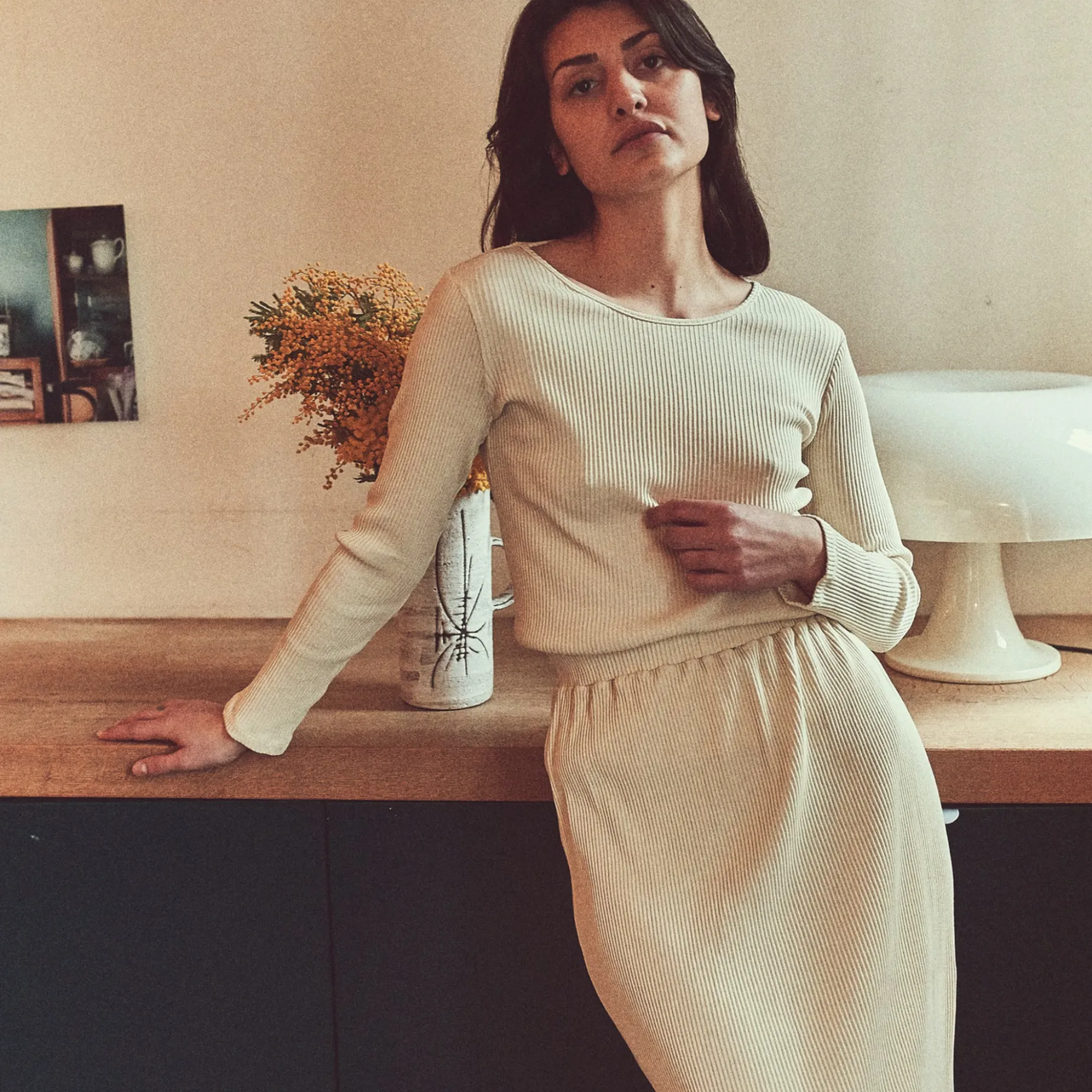 Poudre Organic Jupes & Robes | JUPE LONGUE COSMOS CÔTELÉ Almond Milk AlmondMilk