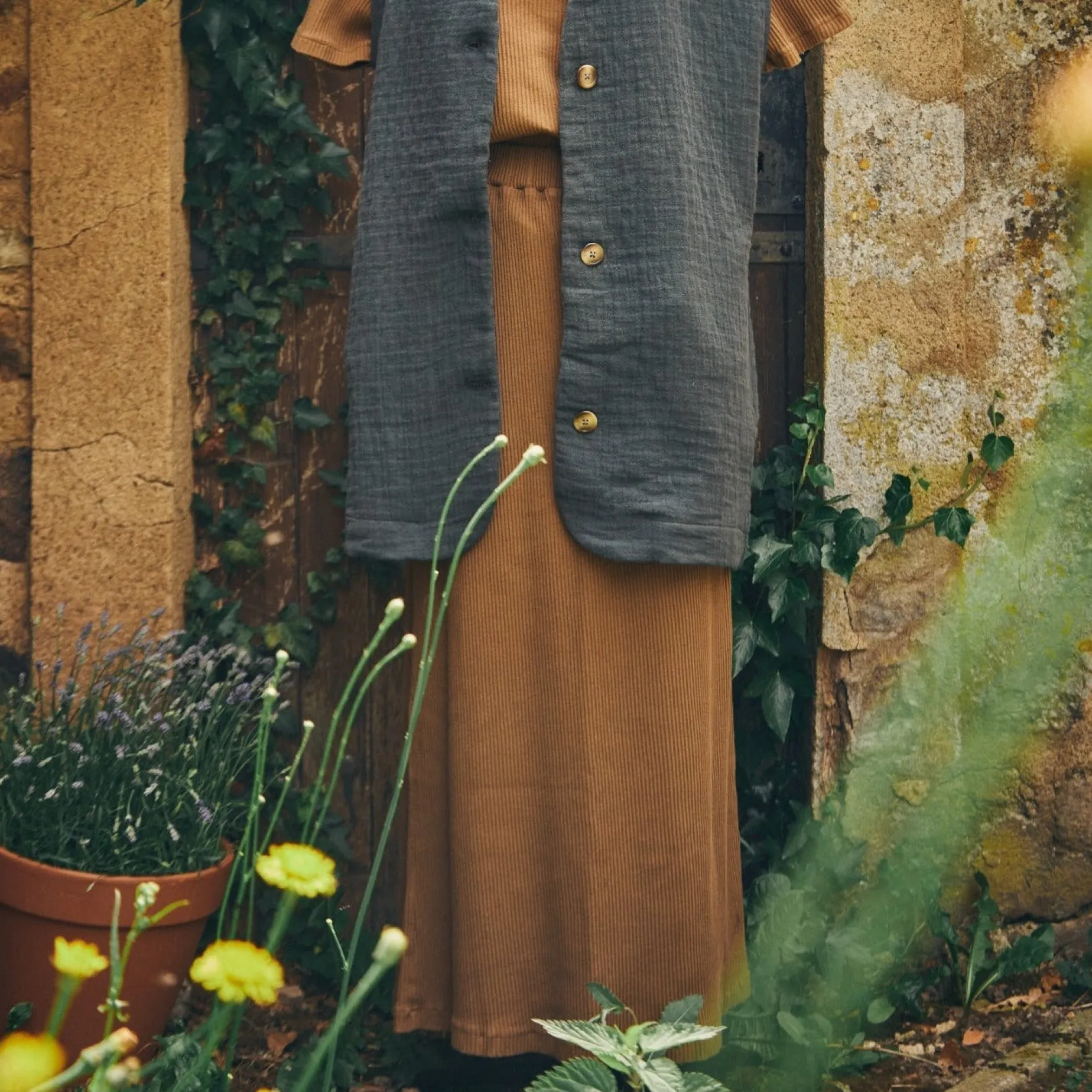 Poudre Organic Jupes & Robes | JUPE LONGUE COSMOS CÔTELÉ Toffee