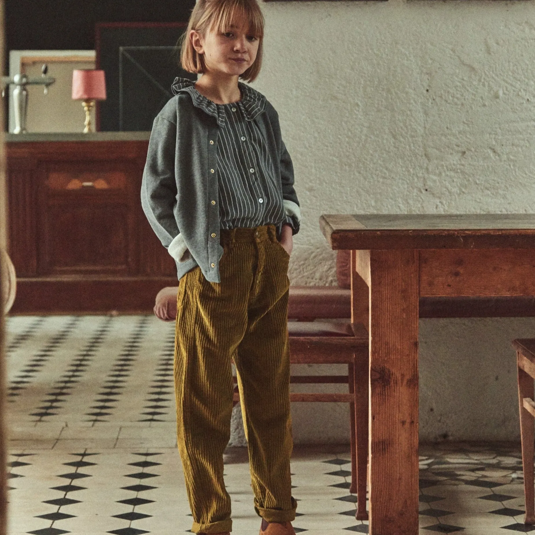 Poudre Organic Leggings & Pantalons | PANTALON CAROTTE VELOURS CÔTELÉ Fir Green FirGreen
