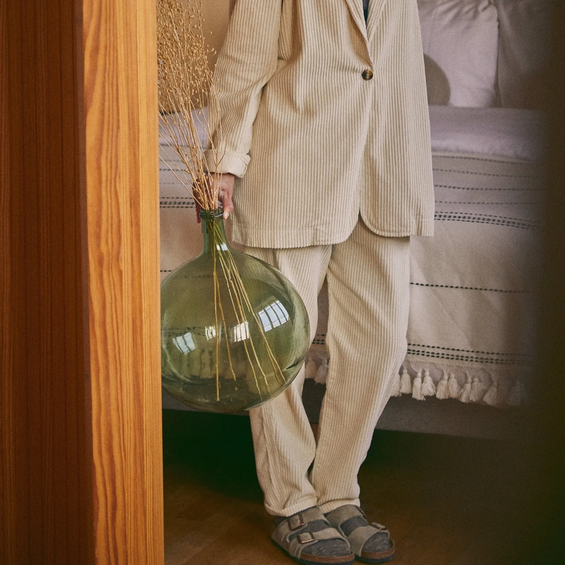 Poudre Organic Pantalons | Pantalons & Leggings | PANTALON COQUELICOT VELOURS CÔTELÉ Almond Milk AlmondMilk