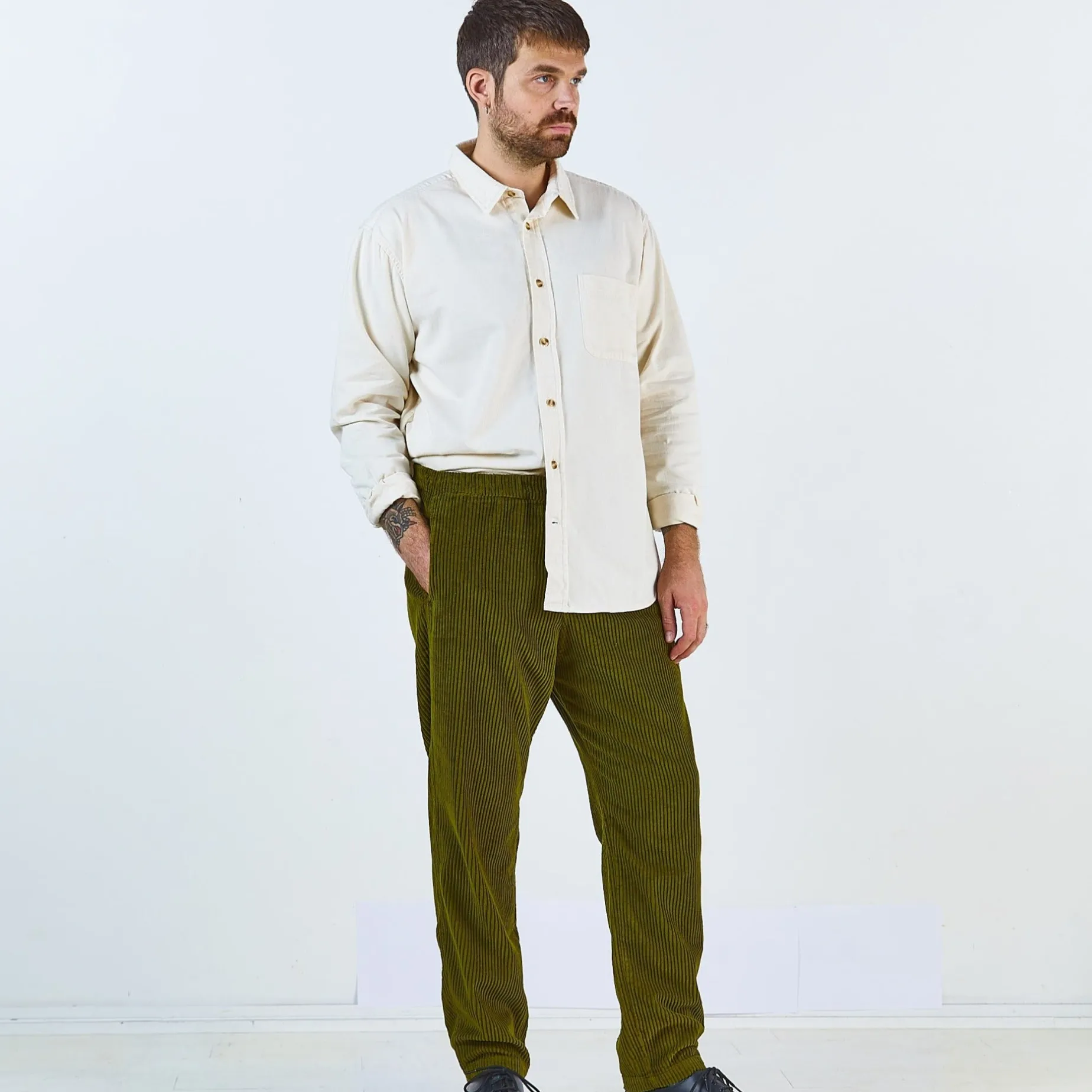 Poudre Organic Pantalons | Pantalons & Leggings | PANTALON COQUELICOT VELOURS CÔTELÉ Fir Green FirGreen