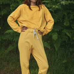 Poudre Organic Homewear | Pantalons & Leggings | PANTALON GLAïEUL NID D'ABEILLE Mimosa
