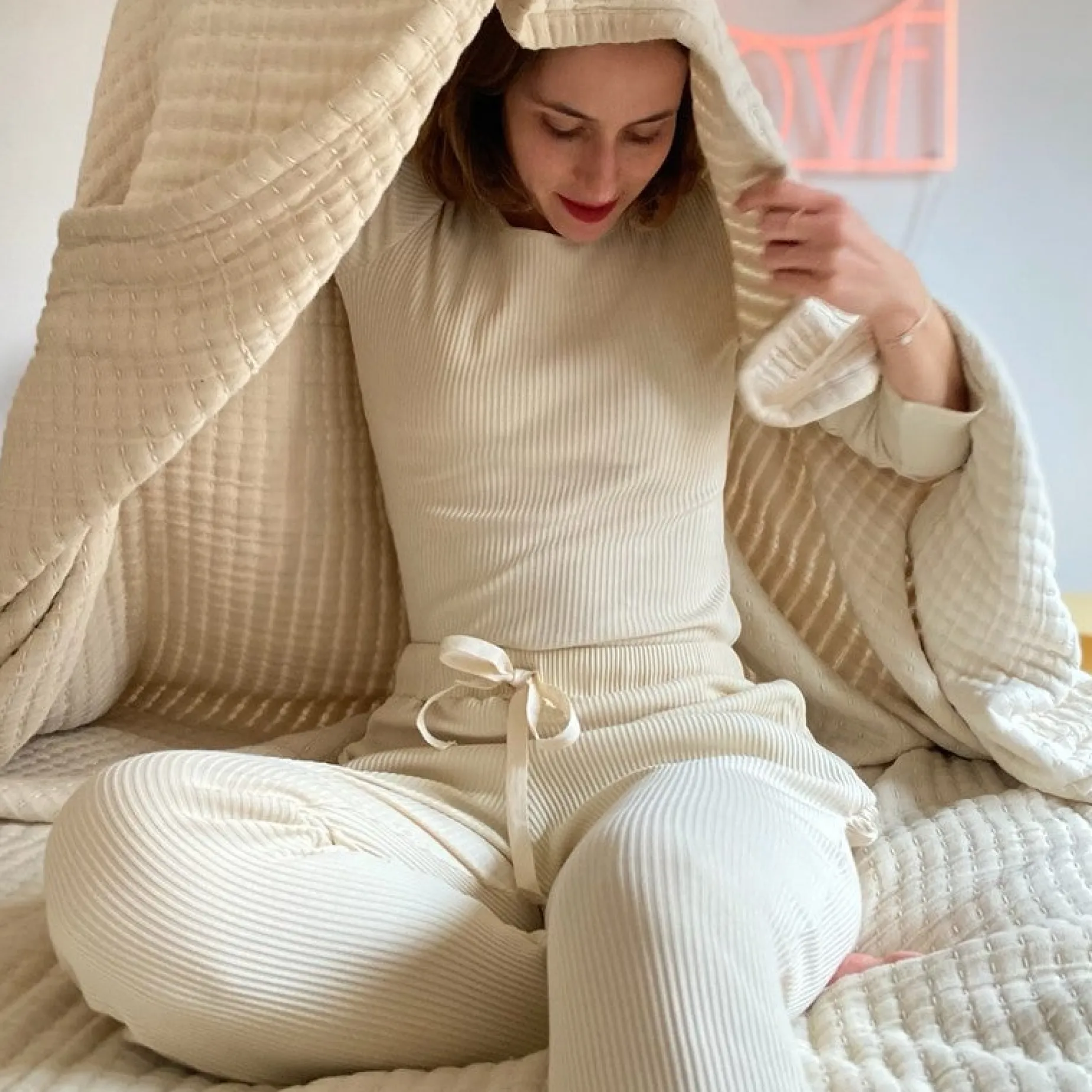 Poudre Organic Homewear | Pantalons & Leggings | PANTALON ONONIS CÔTELÉ Almond Milk AlmondMilk
