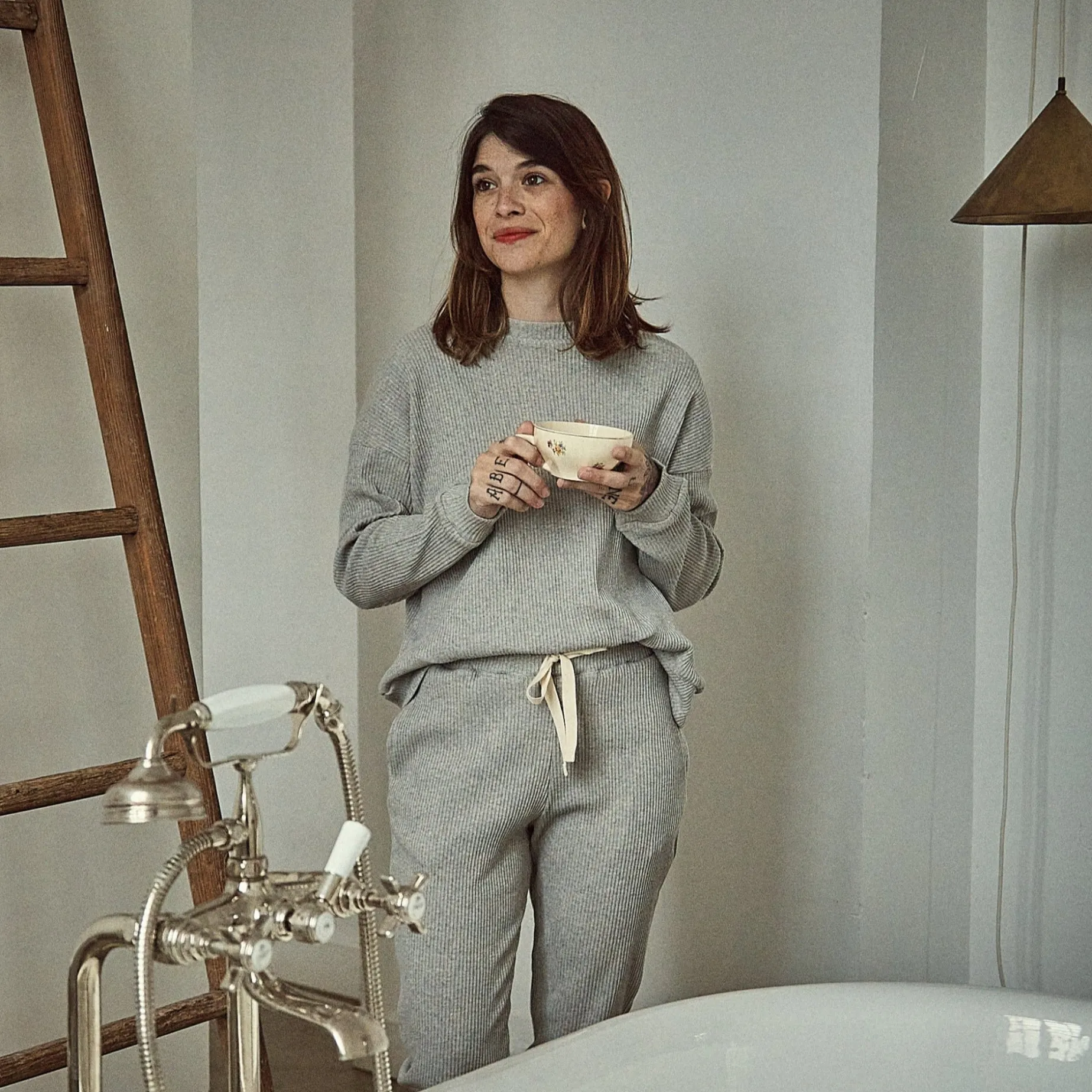 Poudre Organic Homewear | Pantalons & Leggings | PANTALON ONONIS CÔTELÉ Gris Clair Chiné GrisClairChiné