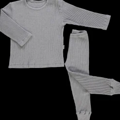 Poudre Organic Pyjamas | PYJAMA ARBOUSIER CÔTELÉ Gris Clair Chiné GrisClairChiné