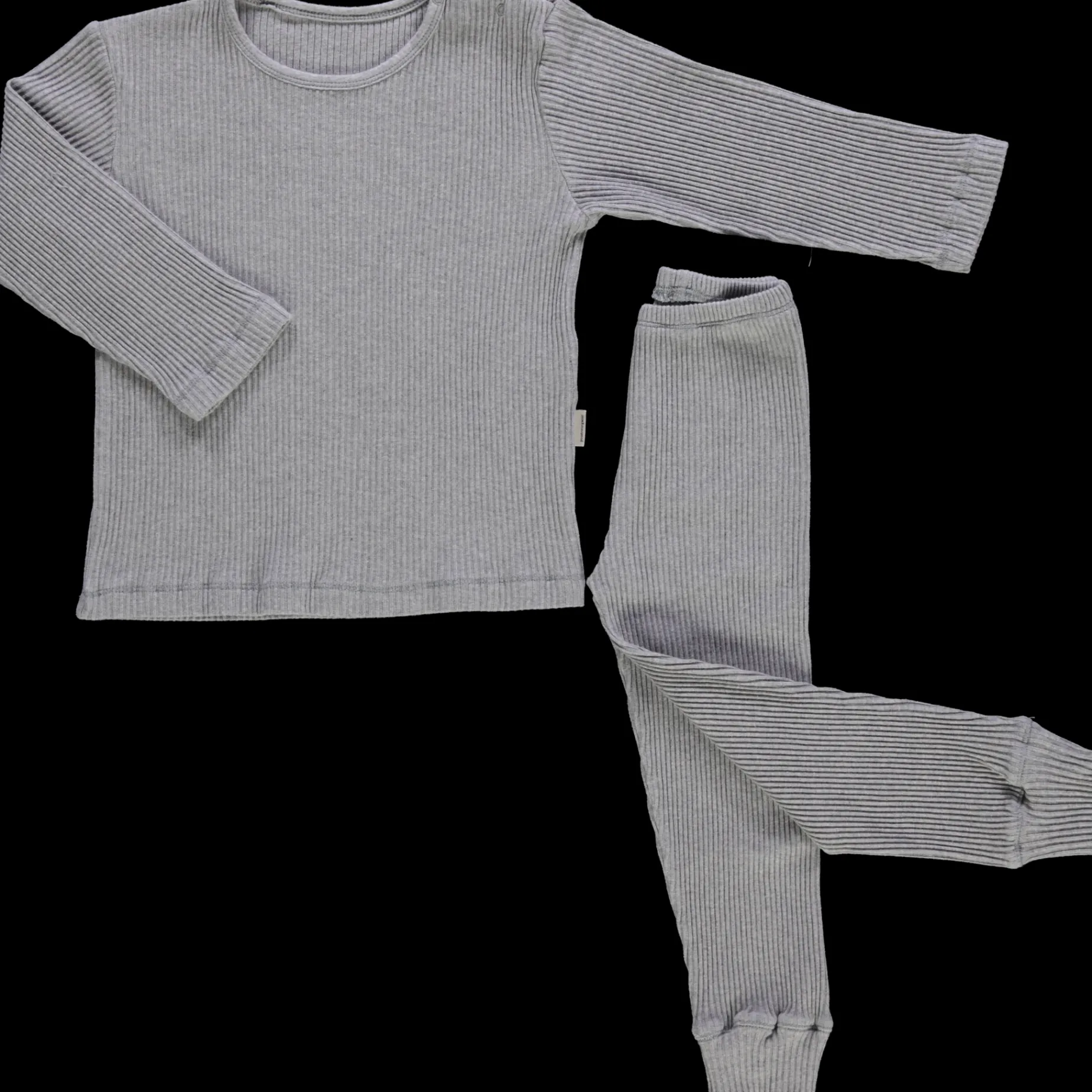 Poudre Organic Pyjamas | PYJAMA ARBOUSIER CÔTELÉ Gris Clair Chiné GrisClairChiné