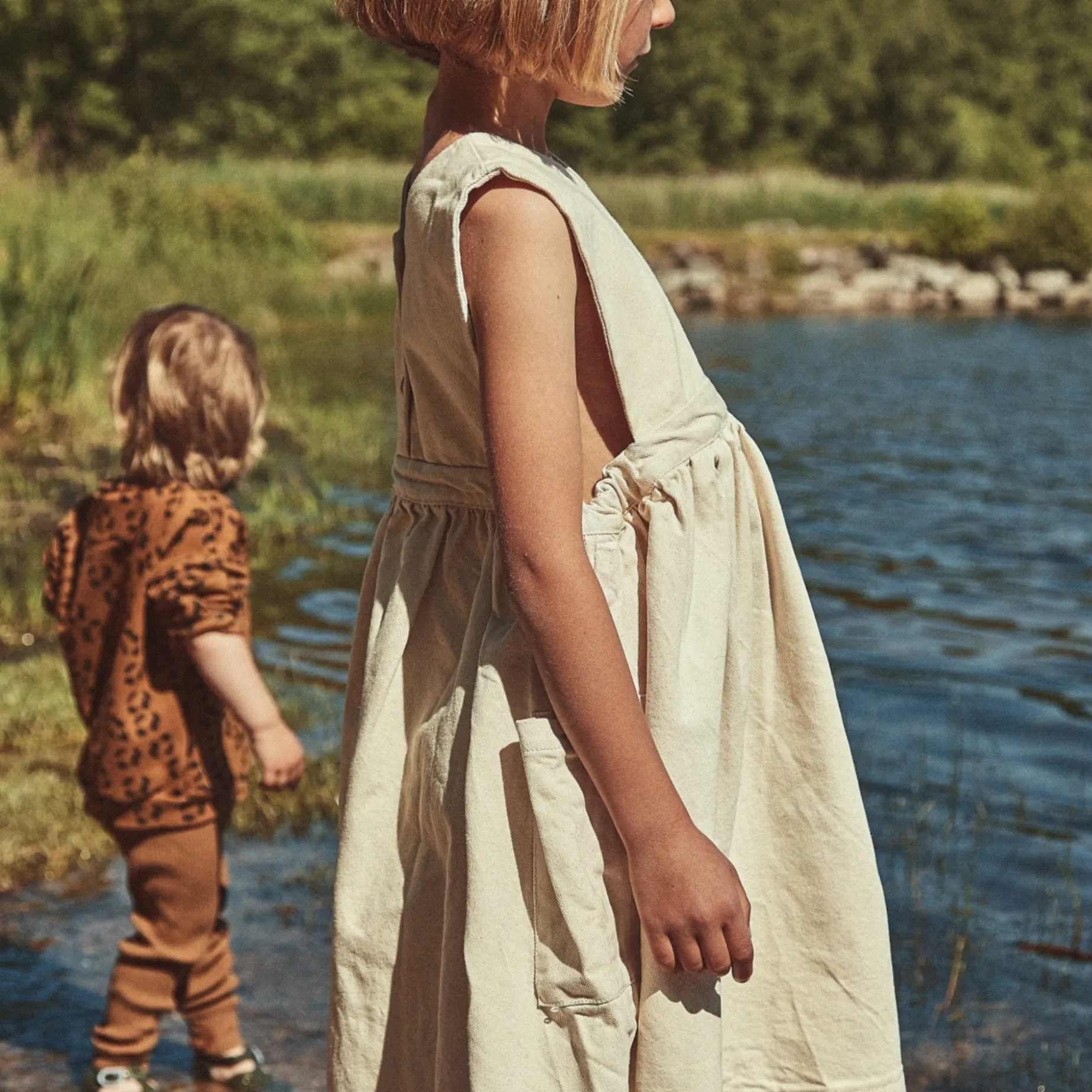 Poudre Organic Jupes & Robes | ROBE MANGUE Denim Écru Denim-Ecru