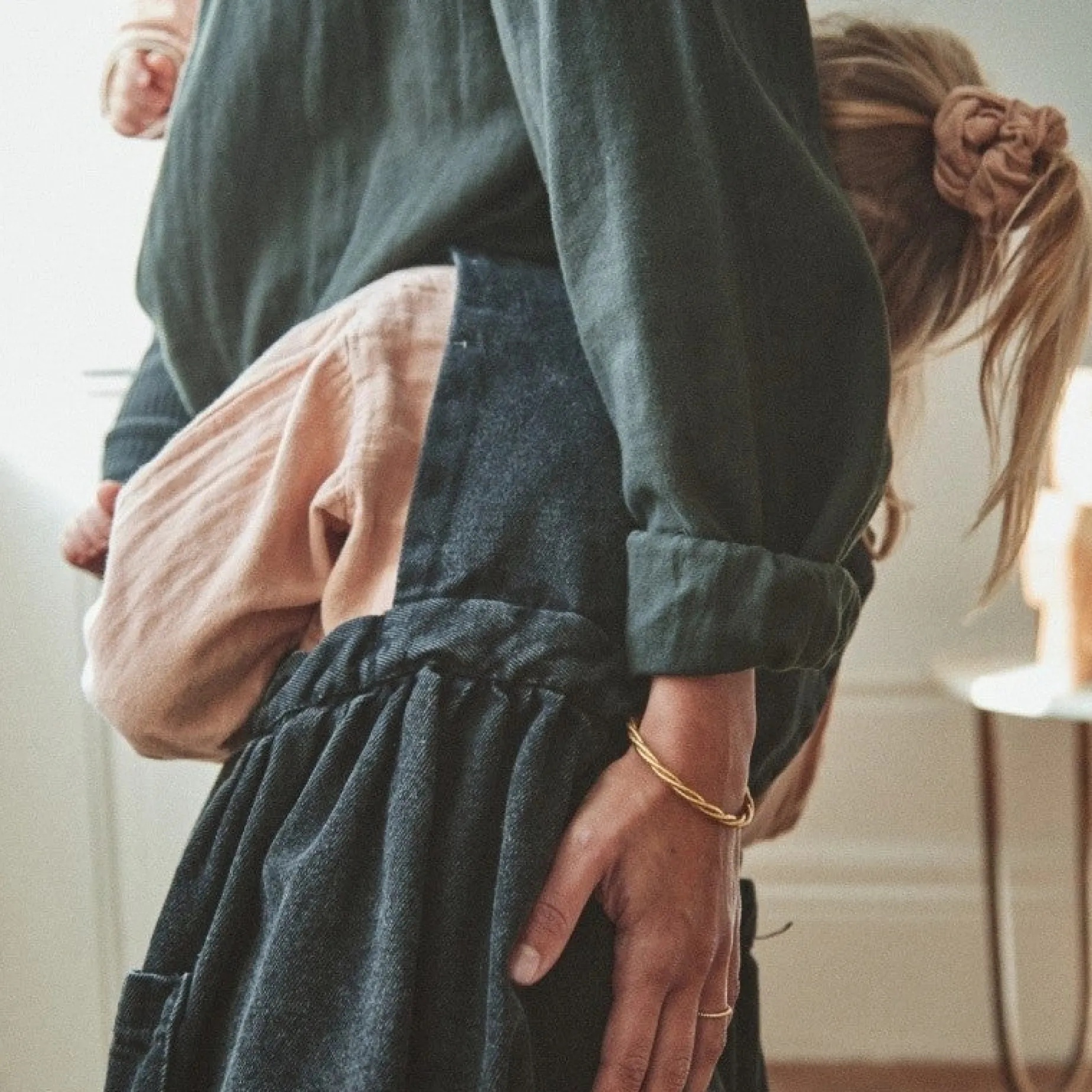 Poudre Organic Jupes & Robes | ROBE MANGUE Denim Noir Denim-Noir