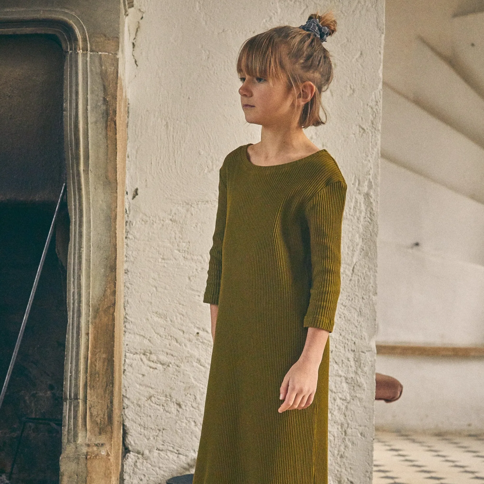 Poudre Organic Jupes & Robes | ROBE ORCHIDÉE CÔTELÉ KIDS Fir Green FirGreen