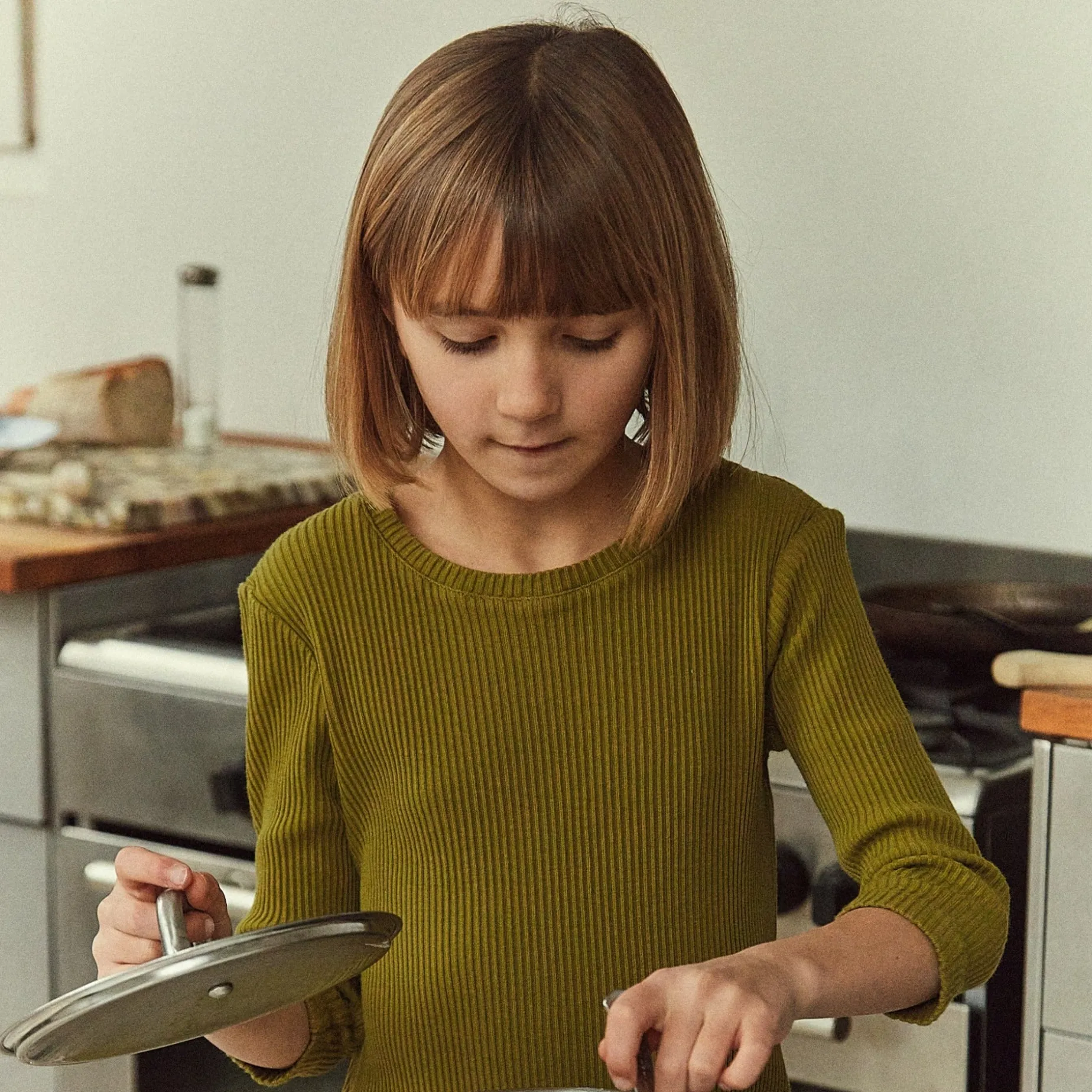 Poudre Organic Jupes & Robes | ROBE ORCHIDÉE CÔTELÉ KIDS Green Moss GreenMoss
