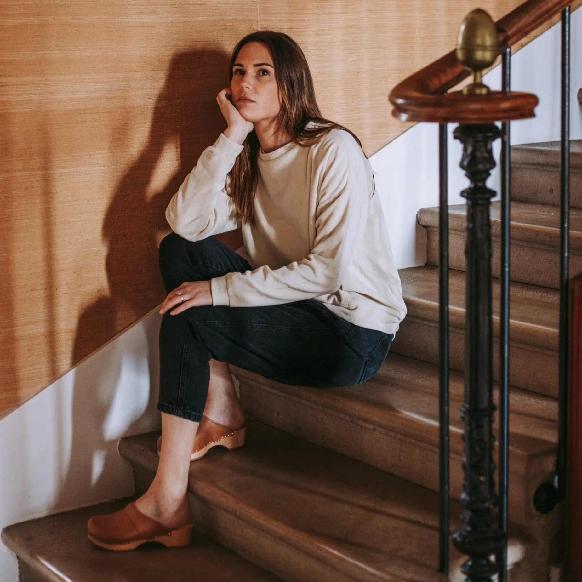 Poudre Organic Homewear | Sweatshirts | SWEATSHIRT ACENTRA VELOURS Almond Milk AlmondMilk