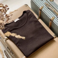 Poudre Organic T-shirts | T-SHIRT ÉGLANTINE MÉRINOS Marron Chiné MarronChiné