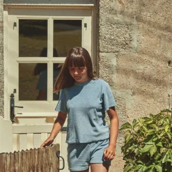 Poudre Organic T-shirts & Débardeurs | T-SHIRT ORGEAT ÉPONGE Blue Fog BlueFog