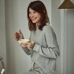 Poudre Organic Homewear | T-shirts | T-SHIRT PIN CÔTELÉ Gris Clair Chiné GrisClairChiné