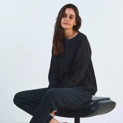 Poudre Organic Homewear | T-shirts | T-SHIRT PIN CÔTELÉ Pirate Black PirateBlack