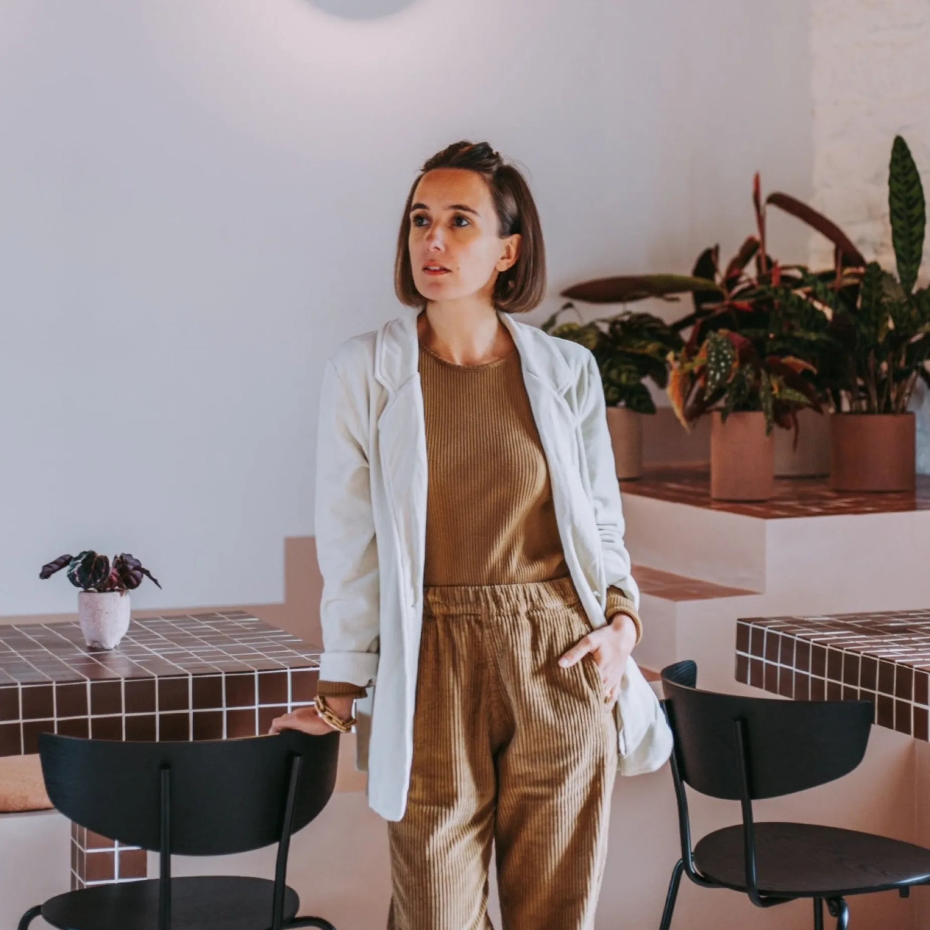 Poudre Organic Vestes | VESTE BLAZER VELOURS Almond Milk AlmondMilk