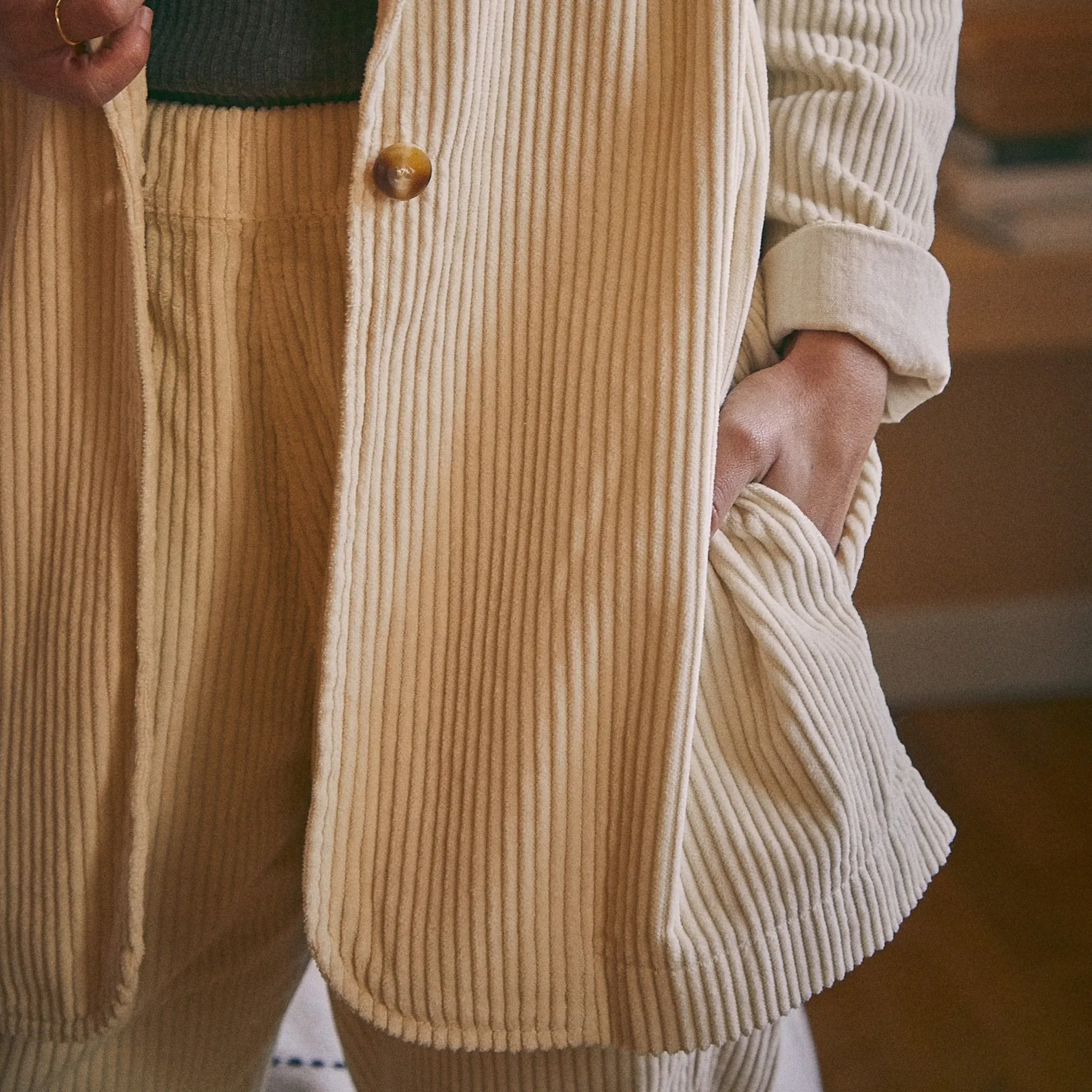 Poudre Organic Vestes | VESTE BLAZER VELOURS CÔTELÉ Almond Milk AlmondMilk