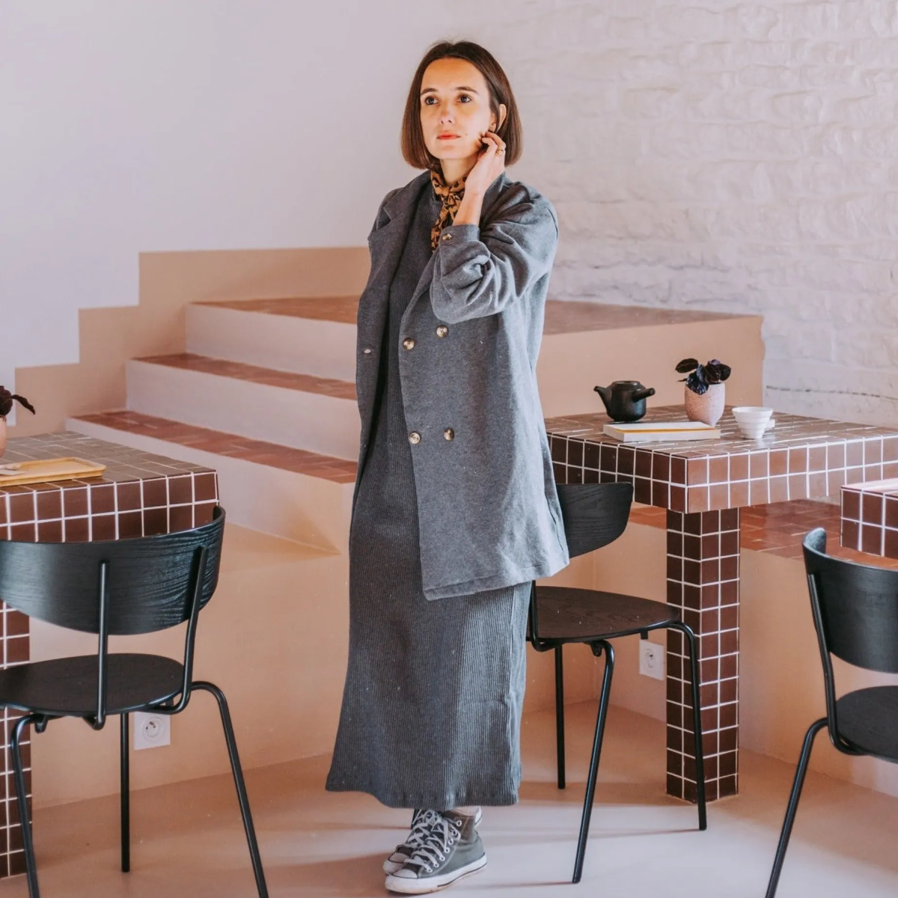 Poudre Organic Vestes | VESTE MARGUERITE MOLLETON Anthracite